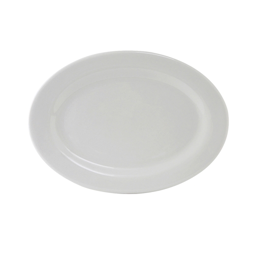 Tuxton China Inc ALH-100 Alaska 10" x 7-1/4" Wide Rim Porcelain White Platter - 2 Doz