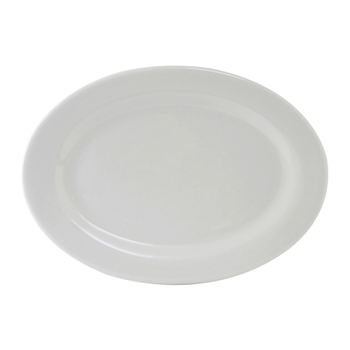 Tuxton China Inc ALH-160 Alaska 16-1/8"L Porcelain White Wide Rim Platter - 6 EA