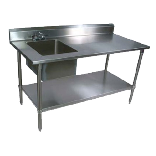 John Boos EPT6R5-3048GSK-L-X 48" x 30" 16 Gauge Stainless Steel Work Table w/ Prep Sink