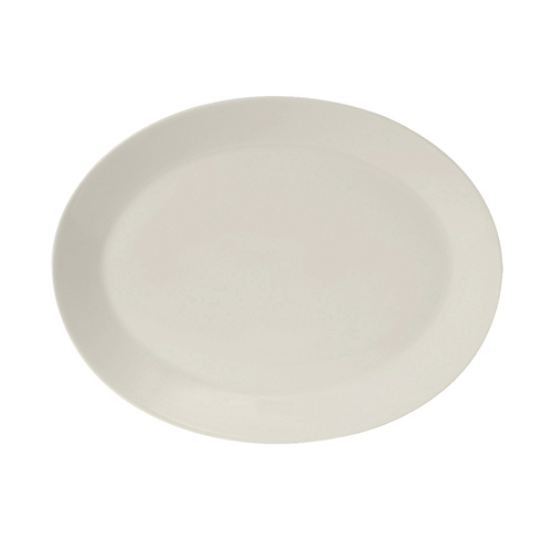 Tuxton China Inc AMU-022 Modena 12" x 9-1/2" Pearl White Ceramic Platter - 1 Doz