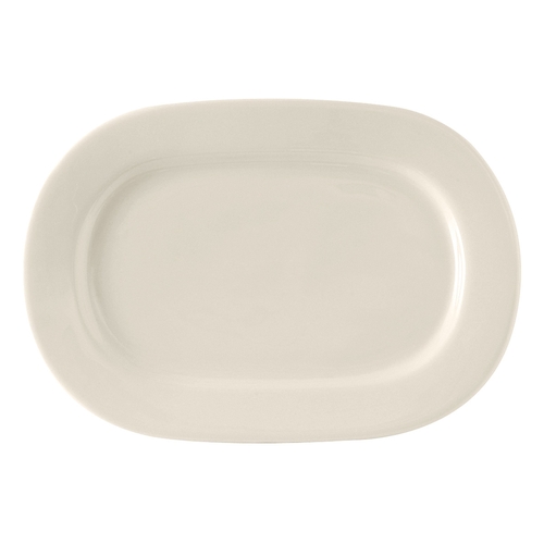Tuxton China Inc BEH-150D DuraTux 15" x 10-3/4" Amr White/Eggshell Daytona Platter 