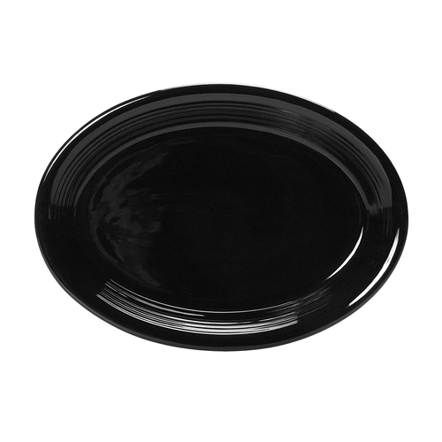 Tuxton China Inc CBH-1352 Concentrix 13-1/2" x 9-3/4" Black Ceramic Platter - 6 EA