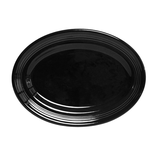 Tuxton China Inc CBH-136 Concentrix 13-3/4" x 10-1/2" Black Ceramic Platter - 6 EA