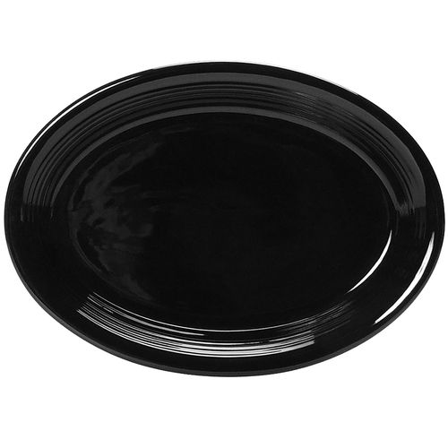 Tuxton China Inc CBH-1142 Concentrix 11-1/2" x 8-3/4" Black Ceramic Platter - 1 Doz