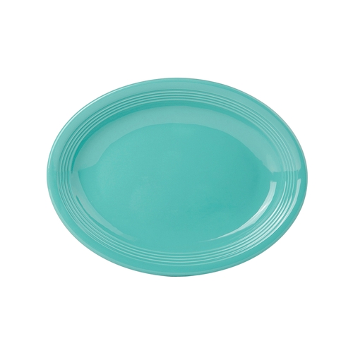 Tuxton China Inc CIH-1142 Concentrix 11-1/2" x 8-3/4" Island Blue Coupe Platter - 1 Dz