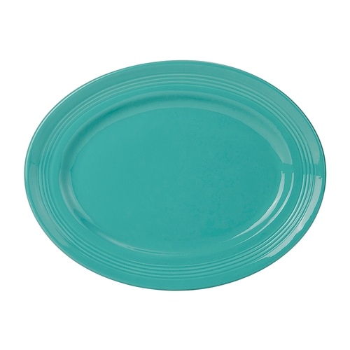 Tuxton China Inc CIH-136 Concentrix 13-3/4" x 10-1/2" Island Blue Platter - 6 EA