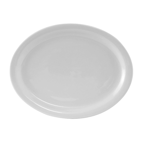 Tuxton China Inc CLH-096 Colorado 9-3/4" x 7-1/4" Porcelain White Narrow Rim Platter 