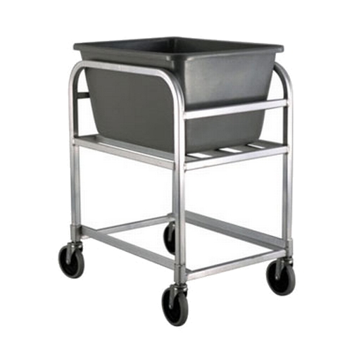 New Age 1275 26" x 19.75" Welded Aluminum Mobile Bulk Cart w/ Grey Tub
