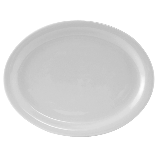 Tuxton China Inc CLH-114 Colorado 11-1/8" x 8-5/8" Porcelain White Narrow Rim Platter