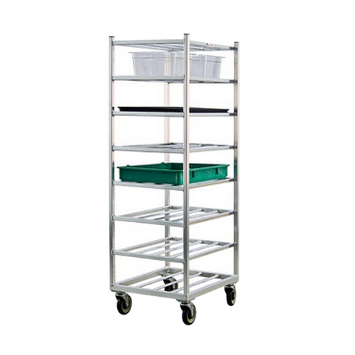 New Age 1358 27" x 21" Welded 8 Shelf Aluminum Mobile Universal Bus Cart