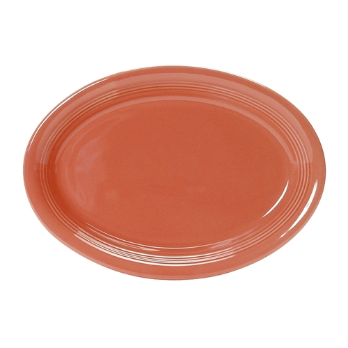 Tuxton China Inc CNH-0962 Concentrix 9-3/4" x 7" Cinnebar Ceramic Coupe Platter - 2 Dz
