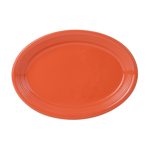 Tuxton China Inc CPH-1352 Concentrix 13-1/2" x 9-3/4" Papaya Ceramic Platter - 6 EA
