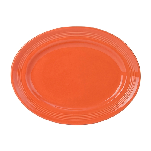 Tuxton China Inc CPH-136 Concentrix 13-3/4" x 10-1/2" Papaya Ceramic Platter - 6 EA