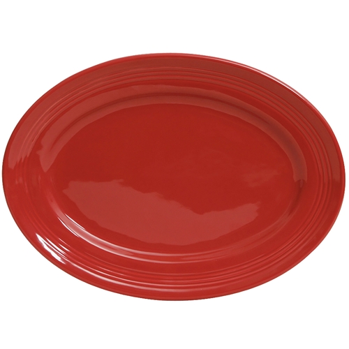 Tuxton China Inc CQH-116 Concentrix 11-1/2" x 8-3/8" Cayenne Ceramic Platter - 1 Doz