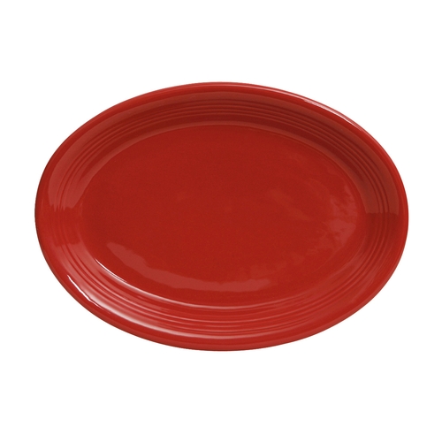 Tuxton China Inc CQH-1352 Concentrix 13-1/2" x 9-3/4" Cayenne Ceramic Platter - 6 EA
