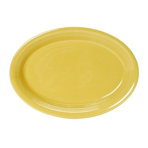 Tuxton China Inc CSH-0962 Concentrix 9-3/4" x 7" Saffron Ceramic Coupe Platter - 2 Doz