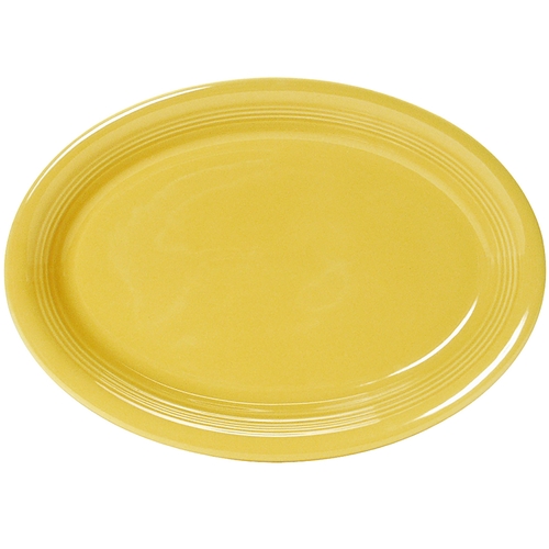 Tuxton China Inc CSH-1142 Concentrix 11-1/2" x 8-3/4" Saffron Coupe Platter - 1 Doz