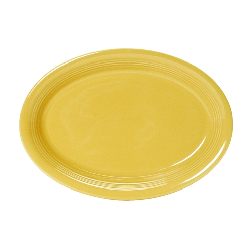 Tuxton China Inc CSH-1352 Concentrix 13-1/2" x 9-3/4" Saffron Ceramic Platter - 6 EA