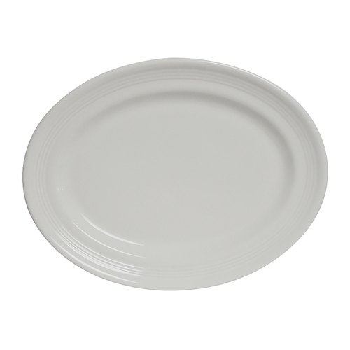 Tuxton China Inc CWH-096 Concentrix 9-3/4" x 6-1/2" White Wide Rim Platter - 2 Doz