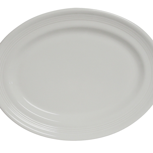 Tuxton China Inc CWH-136 Concentrix 13-3/4" x 10-1/2" White Ceramic Platter - 6 EA