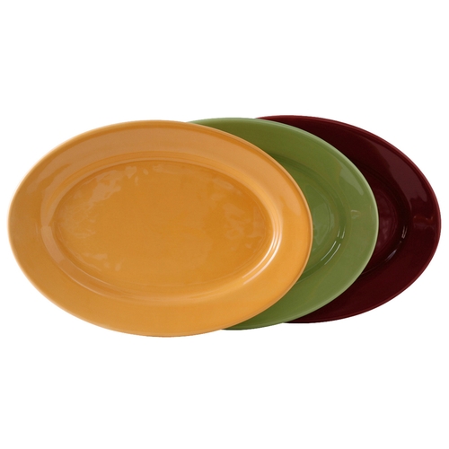 Tuxton China Inc DYH-140 DuraTux 14-1/8" x 10-1/4" Assorted Ceramic Platters - 1 Doz