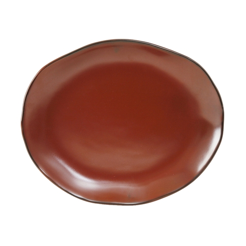 Tuxton China Inc GAR-023 Artisan 13-1/4" x 11" Red Rock Ceramic Oval Platter - 1 Doz