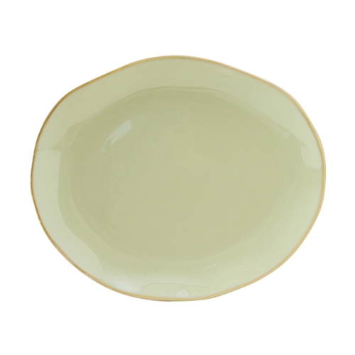 Tuxton China Inc GAS-023 Artisan 13-1/4" x 11" Sagebrush Ceramic Oval Platter - 1 Doz
