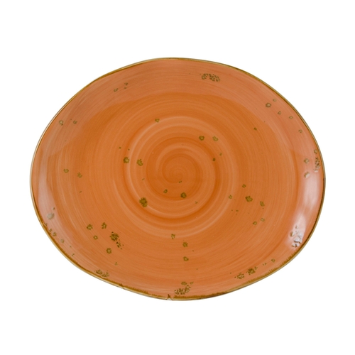 Tuxton China Inc GGC-023 Artisan Geode 13-1/4" x 11" Coral Porcelain Platter - 1 Doz