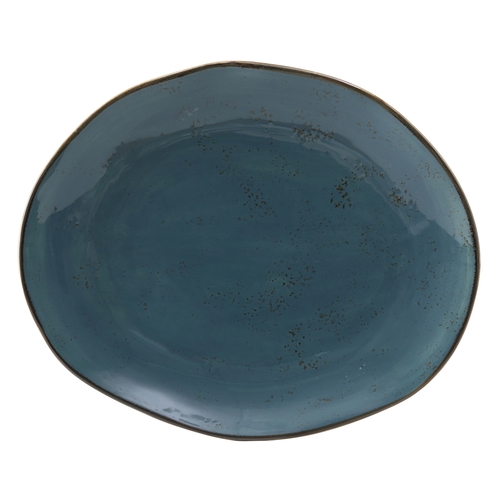 Tuxton China Inc GGE-023 Artisan Geode 13-1/4" x 11" Azure Porcelain Platter - 1 Doz