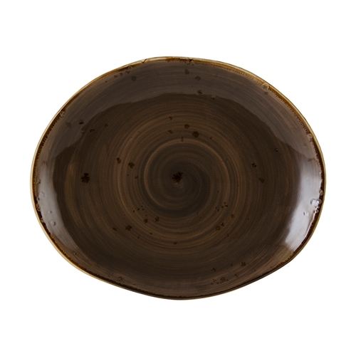 Tuxton China Inc GGM-023 Artisan Geode 13-1/4" x 11" Mushroom Porcelain Platter -1 Dz