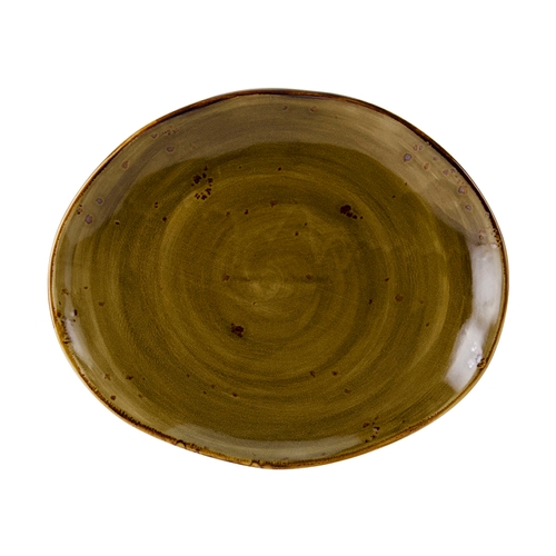 Tuxton China Inc GGW-023 Artisan Geode 13-1/4" x 11" Walnut Porcelain Platter -1 Dz
