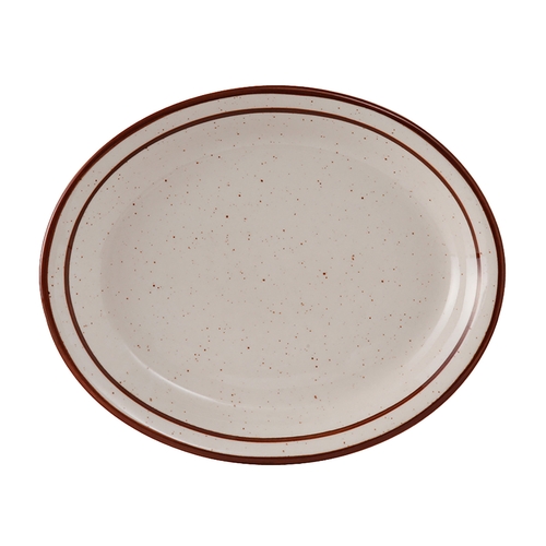 Tuxton China Inc TBS-012 Bahamas 9-1/2" Amer White/Eggshell w/ Brown Speckle Platter 