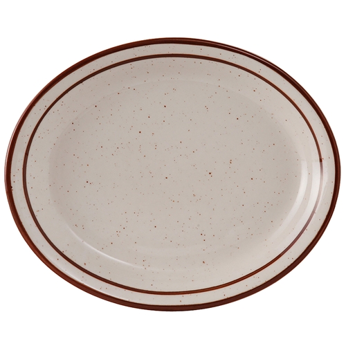 Tuxton China Inc TBS-013 Bahamas 11.5" Amer White/Eggshell w/ Brown Speckle Platter 