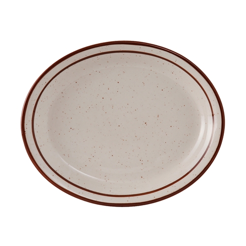 Tuxton China Inc TBS-014 Bahamas 13-1/4" Amr White/Eggshell w/ Brown Speckle Platter 