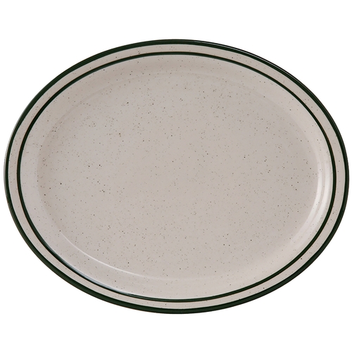 Tuxton China Inc TES-013 Emerald 11-1/2" Amer White/Eggshell w/ Green Speckle Platter