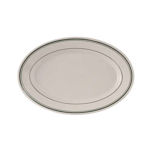 Tuxton China Inc TGB-026 Green Bay 8-1/4" Amr White/Eggshell w/ Green Band Platter