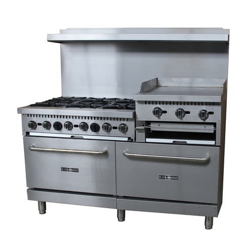 Adcraft BDGR-6024GB/NG Black Diamond 60" Natural Gas 6 Burner Range
