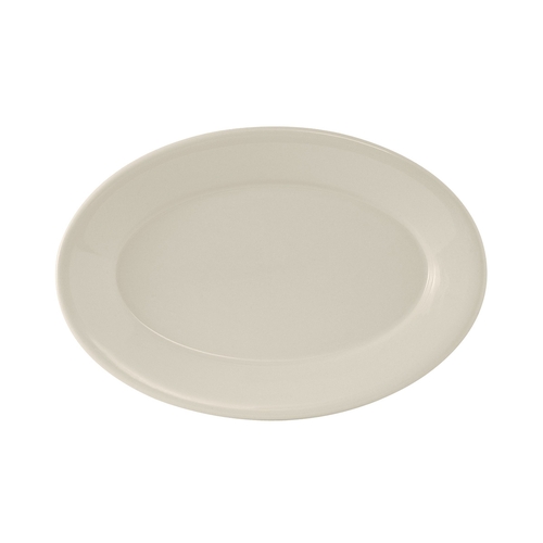 Tuxton China Inc TRE-014 Reno 12-5/8" Amer White/Eggshell Wide Rim Platter - 1 Doz