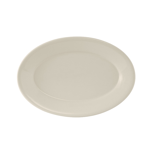 Tuxton China Inc TRE-026 Reno 8-1/4" Amer White/Eggshell Wide Rim Platter - 3 Doz