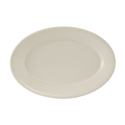 Tuxton China Inc TRE-039 Reno 13-1/2" Amer White/Eggshell Ceramic Platter - 1 Doz
