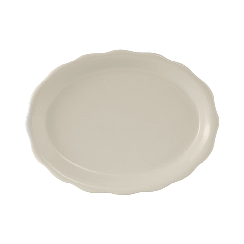 Tuxton China Inc TSC-014 Shell 12-5/8" Amer White/Eggshell Ceramic Platter - 1 Doz
