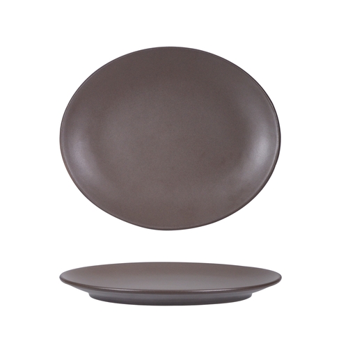 Tuxton China Inc VNH-094 Zion 9-1/2" Round Matte Brown Porcelain Coupe Platter - 2 Dz