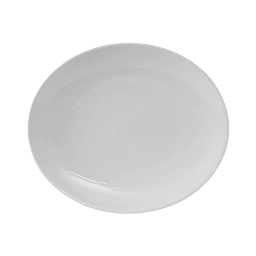 Tuxton China Inc VPH-083 Florence 8-3/8" Porcelain White Oval Coupe Platter - 3 Doz