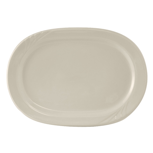 Tuxton China Inc YEH-102 Monterey 10-3/8" Amr White/Eggshell Racetrack Platter - 2 Dz