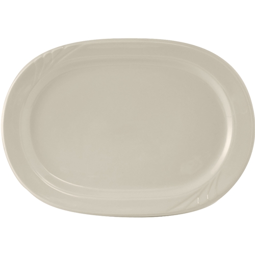 Tuxton China Inc YEH-117 Monterey 11-3/4" Amr White/Eggshell Racetrack Platter - 1 Dz