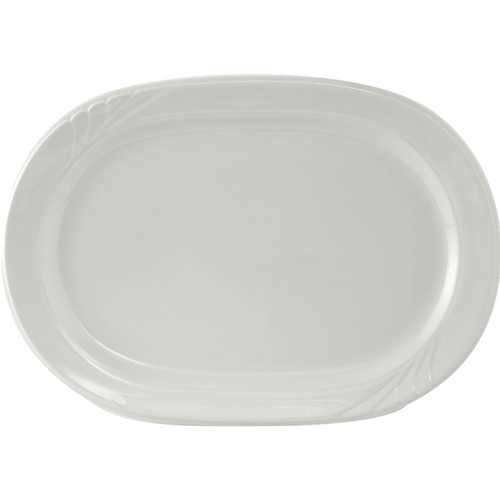 Tuxton China Inc YPH-117 Sonoma 11-3/4" Porcelain White Racetrack Platter - 1 Doz 