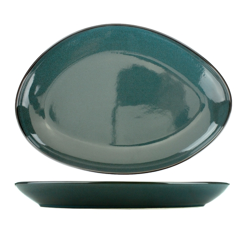 International Tableware, Inc LU-118-MI Luna 11.5" x 8" Midnight Blue Stoneware Oval Platter - 1 Doz