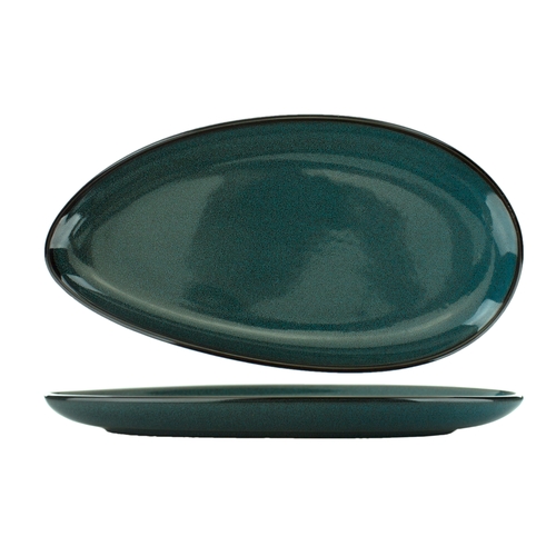 International Tableware, Inc LU-12-MI Luna 10" x 5.5" Midnight Blue Stoneware Oval Platter - 2 Doz