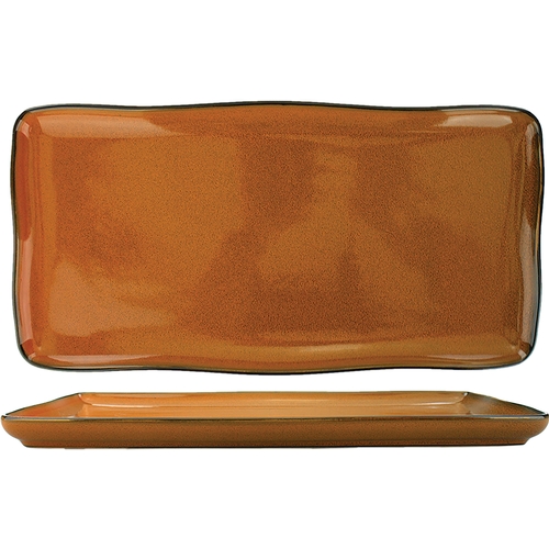 International Tableware, Inc LU-133-TA Luna 13" Terracotta Stoneware Rectangular Platter - 1 Doz