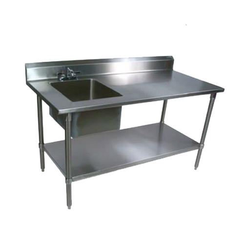 John Boos EPT8R5-3048SSK-L-X 48" x 30" 18 Ga S/s Work Table w/ Prep Sink & S/s Undershelf